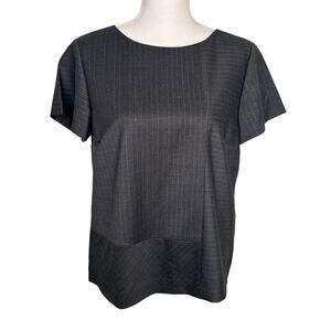 Brooks Brothers red fleece women's gray pinstriped wool blend career top size 12